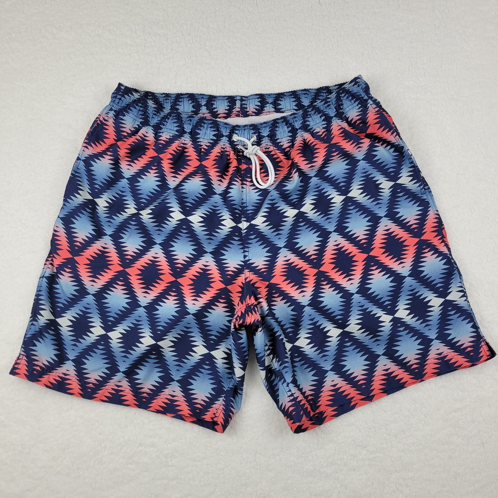 Lands End Lined Swimming Trunks Mens XL 40-42 Native American Print Polyester